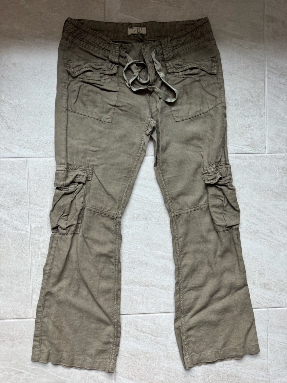 Vintage Guess Women's Cargo Pants in Olive